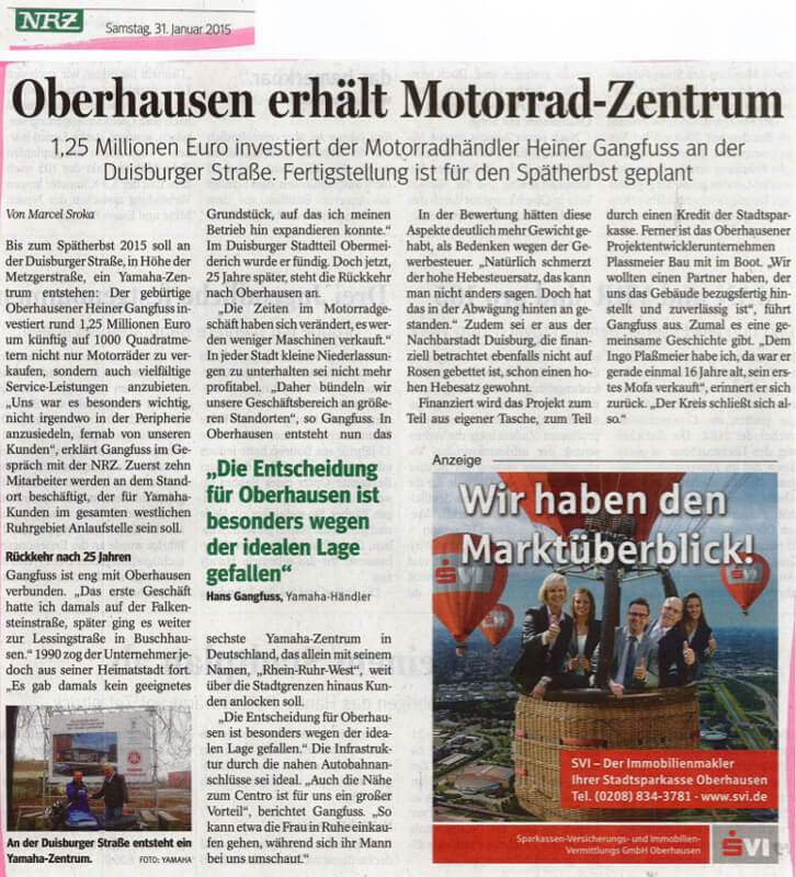 NRZ – Oberhausen erhält Motorrad-Zentrum