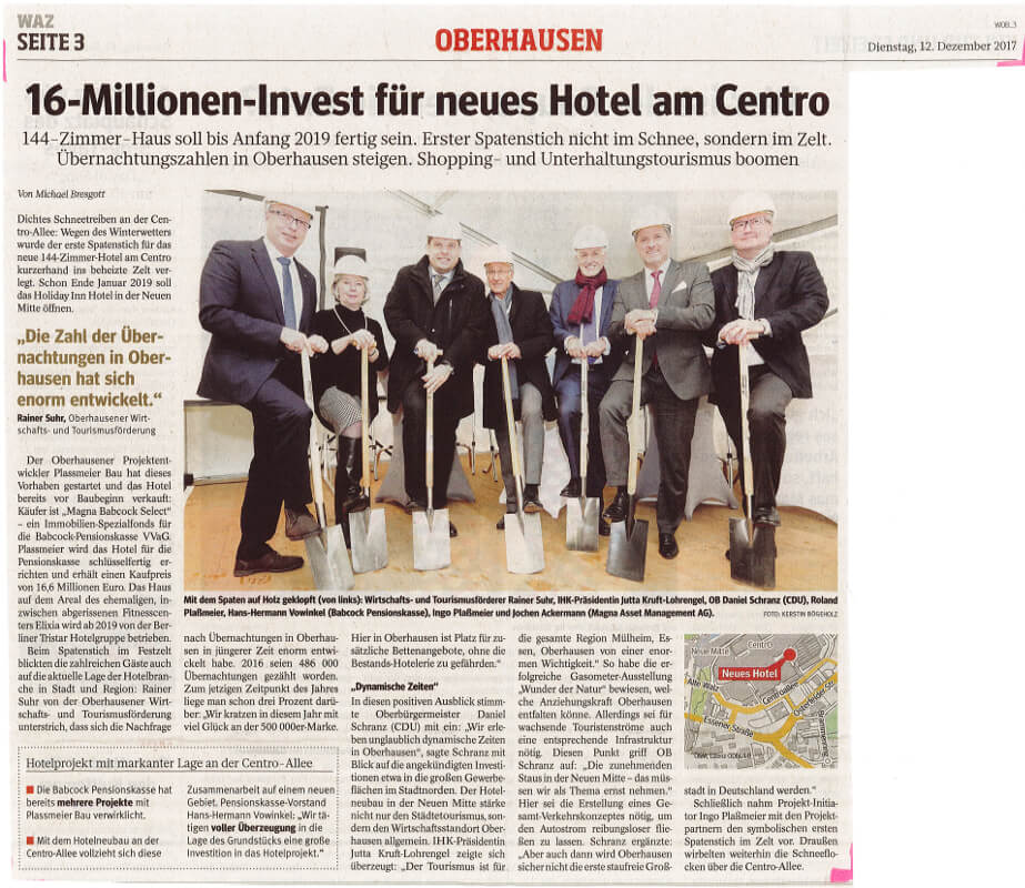 WAZ – 16-Millionen-Invest für neues Hotel am Centro