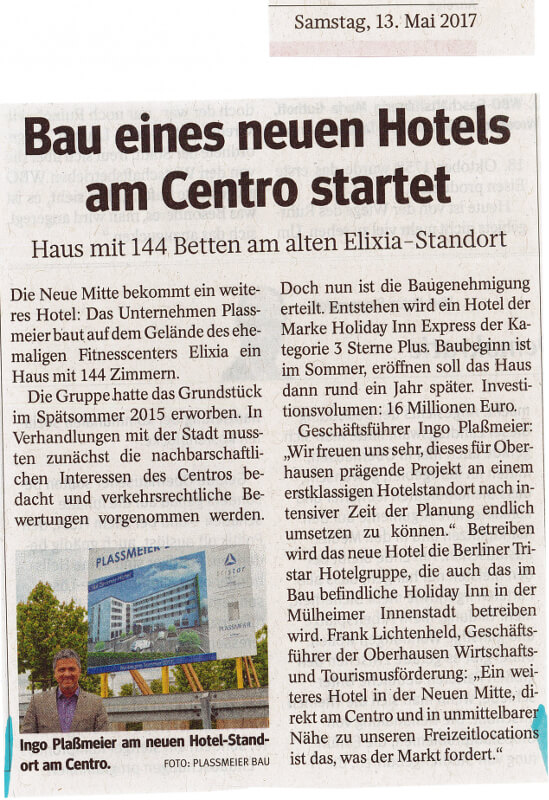 WAZ – Bau eines neuen Hotels am Centro startet