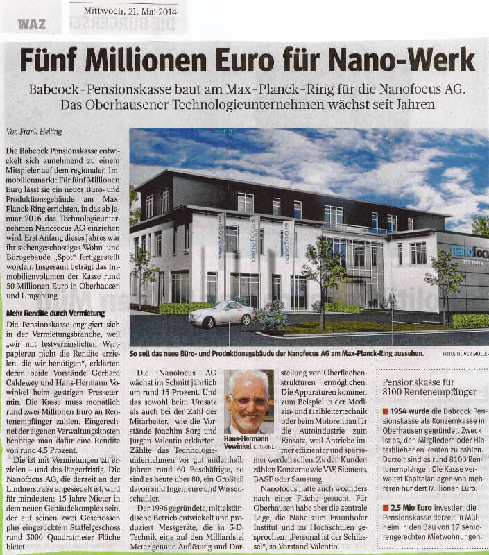 WAZ – Fünf Millionen Euro für Nano-Werk
