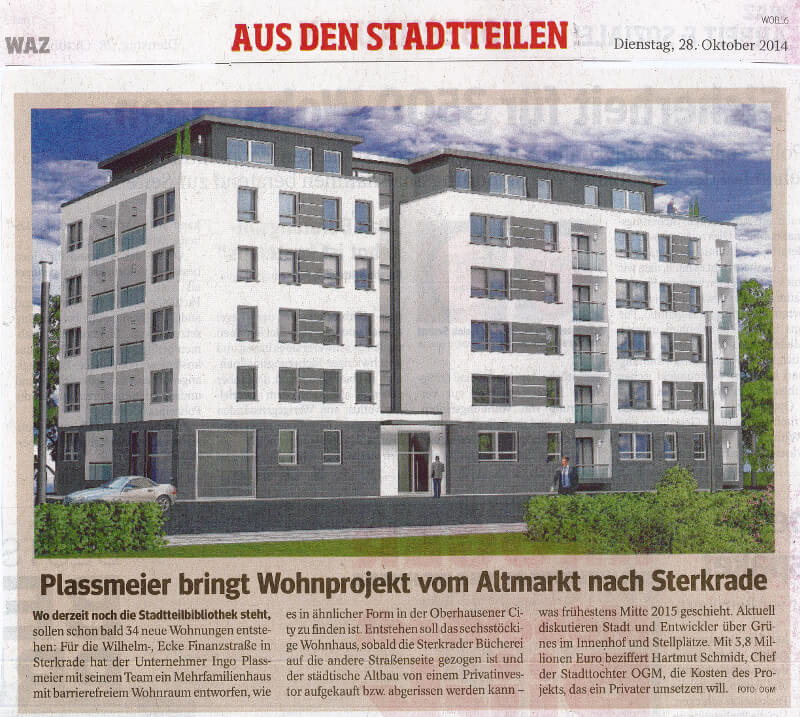 WAZ – Plassmeier bringt Wohnprojekt vom Altmarkt nach Sterkrade