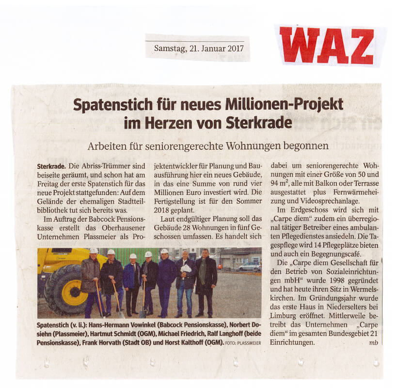 WAZ – Spatenstich für neues Millionen-Projekt im Herzen von Sterkrade