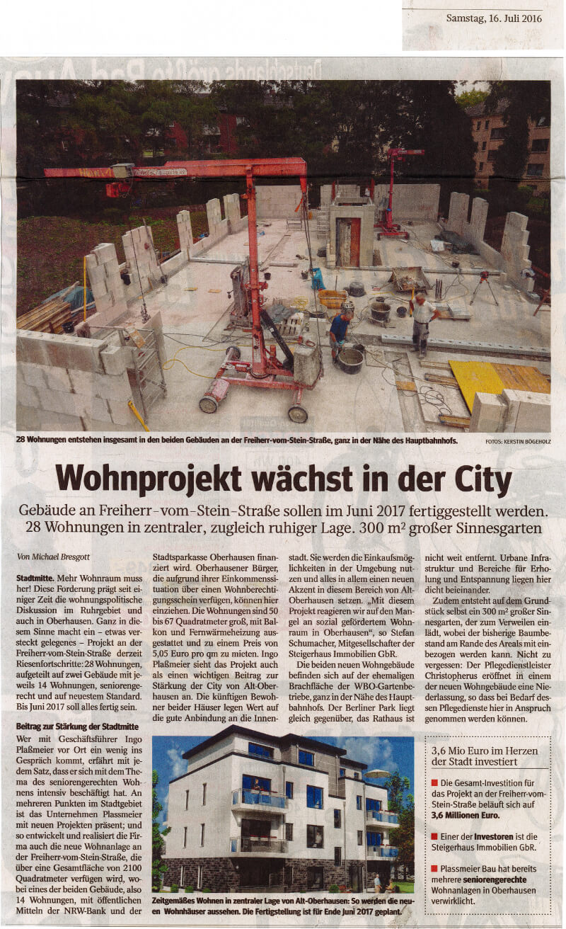 WAZ – Wohnprojekt wächst in der City